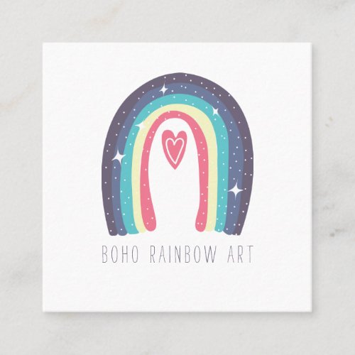 Boho Rainbow Art Square Business Card