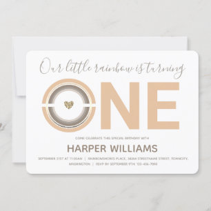 Boho Rainbow Baby 1st Birthday Invitation