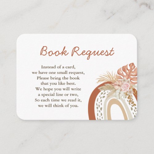 Boho Rainbow Baby Book Request Enclosure Card