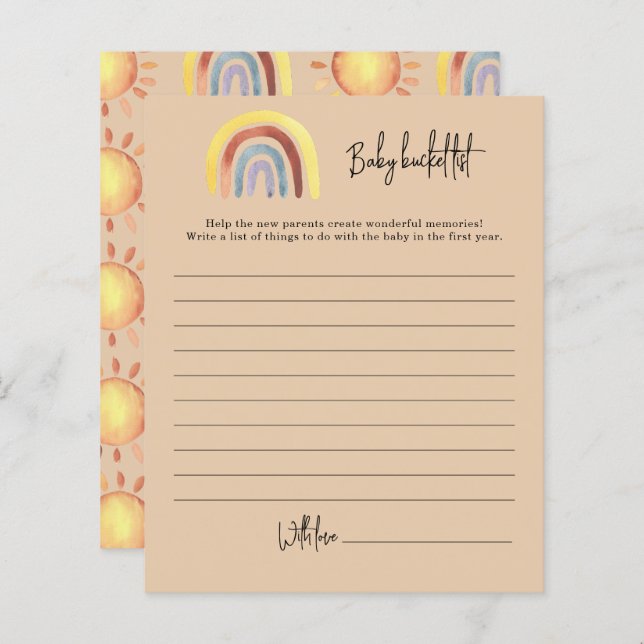 Boho Rainbow Baby bucket list (Front/Back)