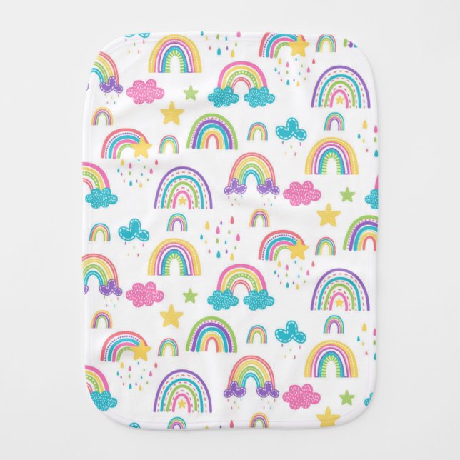 Boho Rainbow Baby Burp Cloths (Front)