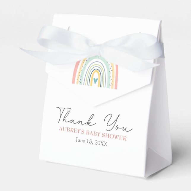 Boho Rainbow Baby Gender Neutral Baby Shower Favor Boxes (Front Side)