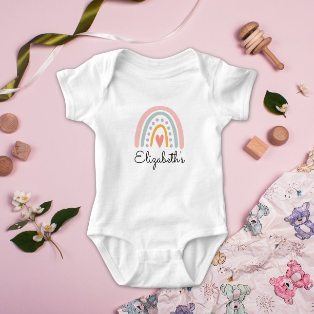Boho Rainbow Baby Girl | Pastel Minimalist Baby  Bodysuit (Creator Uploaded)