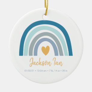 Boho Rainbow Baby Personalized Birth Stats Ceramic Ornament