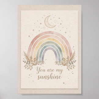 Boho Rainbow Baby Poster You Are My Sunshine Nurse