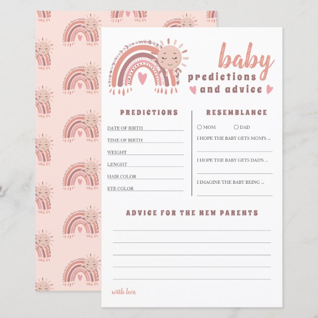 Boho Rainbow Baby Predictions & Advice Baby Shower (Front/Back)