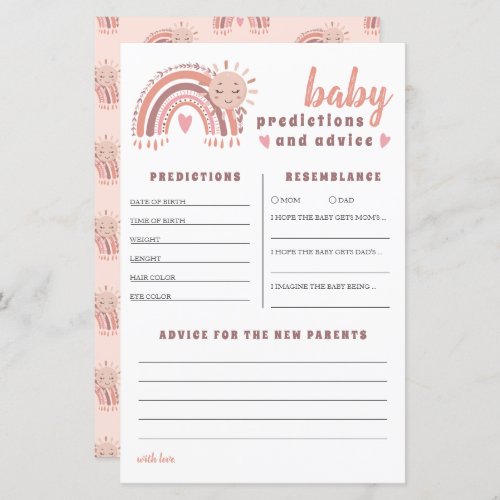 Boho Rainbow Baby Predictions  Advice Baby Shower