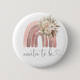 Boho Rainbow Baby Shower Auntie To Be Button