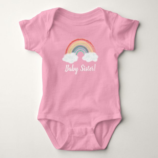 Boho Rainbow Baby Shower Baby Sister Bodysuit (Front)