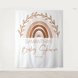 Boho Rainbow Baby Shower Backdrop, Terracotta