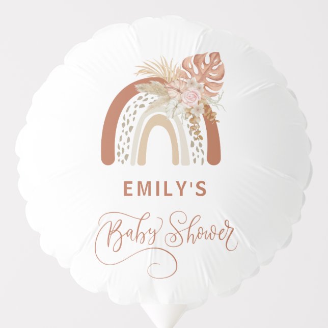 Boho Rainbow Baby Shower Balloon (Front)