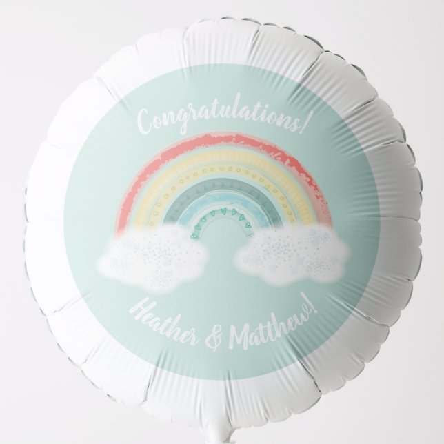 Boho Rainbow Baby Shower Balloon (Front)