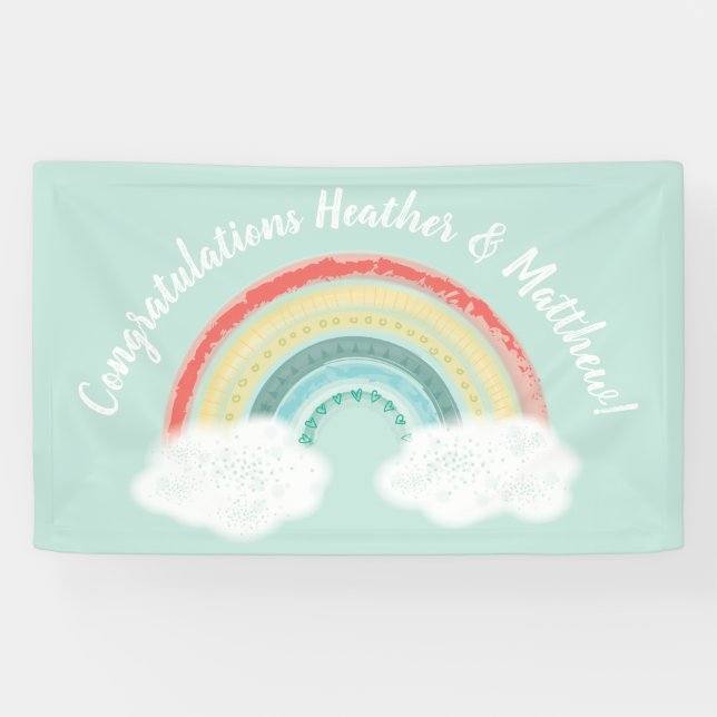 Boho Rainbow Baby Shower Banner (Horizontal)