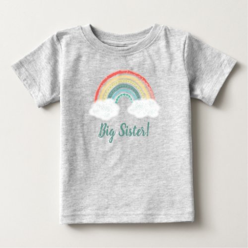 Boho Rainbow Baby Shower Big Sister Baby T_Shirt