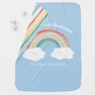 Boho Rainbow Baby Shower Blue Boy Blanket