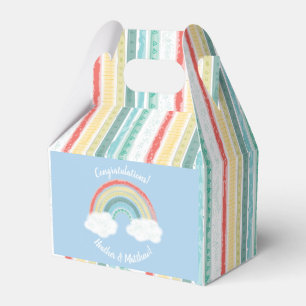 Boho Rainbow Baby Shower Blue Boy Favor Boxes