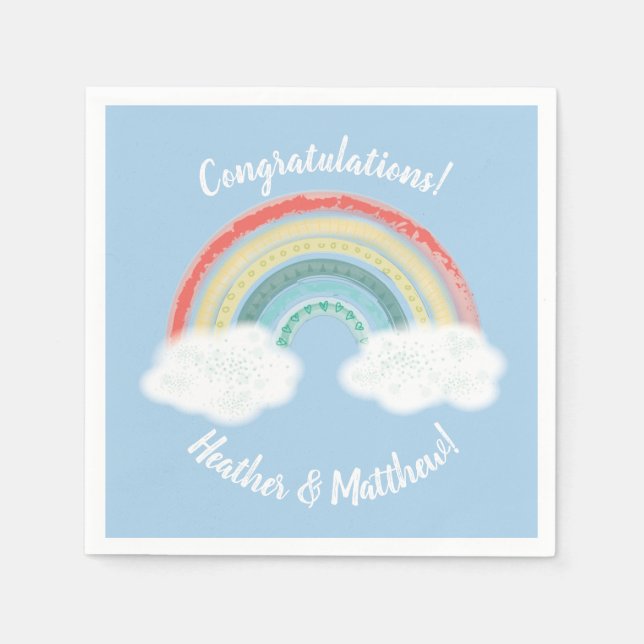 Boho Rainbow Baby Shower Blue Boy Napkins (Front)
