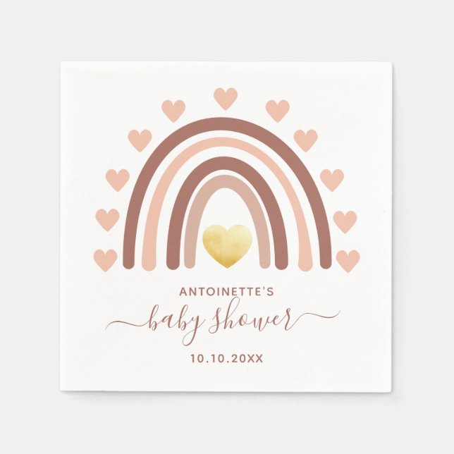 Boho Rainbow Baby Shower Blush Pink Napkins (Front)