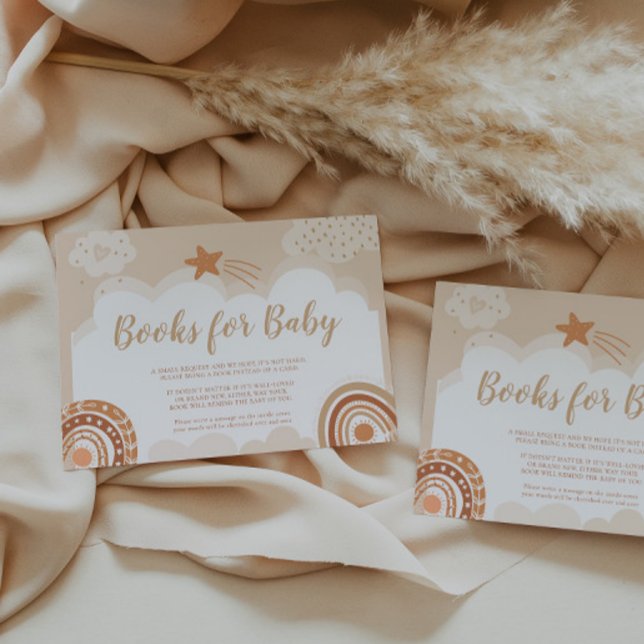 Boho Rainbow Baby Shower Books Card (Creator Uploaded)