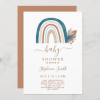 Boho Rainbow Baby Shower Boy Invitation