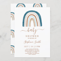 Boho Rainbow Baby Shower Boy Invitation