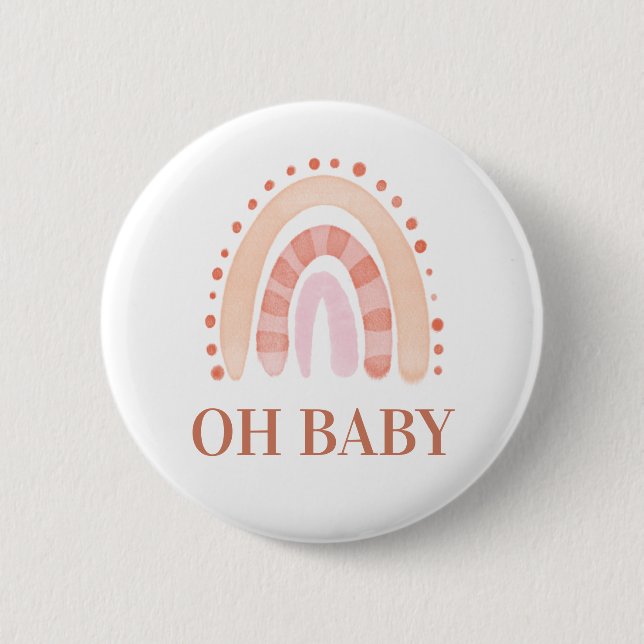 Boho Rainbow Baby Shower    Button (Front)