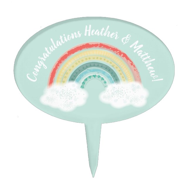 Boho Rainbow Baby Shower Cake Topper (Front)