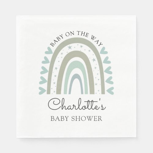 Boho Rainbow Baby Shower Classic Paper Napkins