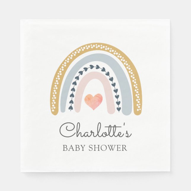 Boho Rainbow Baby Shower Classic Paper Napkins (Front)
