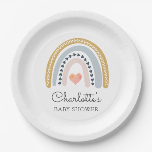 Boho Rainbow Baby Shower Classic Paper Plates