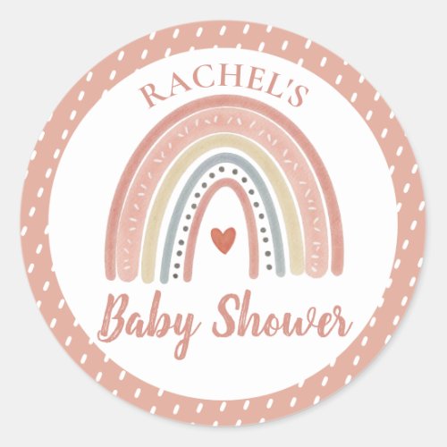 Boho Rainbow Baby Shower    Classic Round Sticker