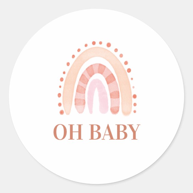 Boho Rainbow Baby Shower  Classic Round Sticker (Front)