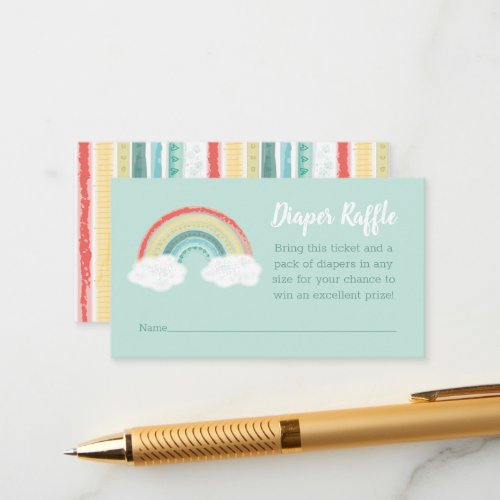 Boho Rainbow Baby Shower Diaper Raffle Enclosure Card