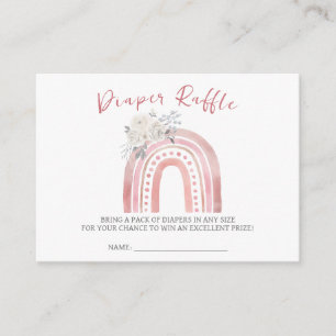 Boho Rainbow Baby Shower, Diaper Raffle Ticket Enclosure Card