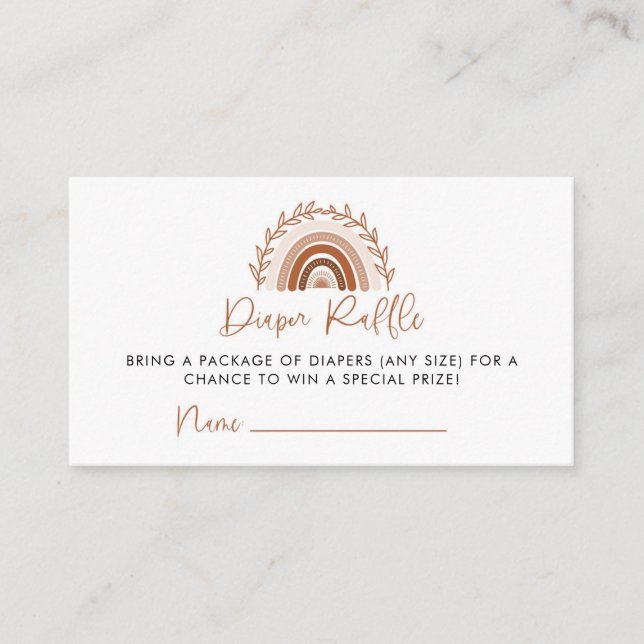 Boho Rainbow Baby Shower Diaper Raffle Ticket Enclosure Card (Front)