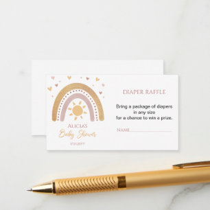 Boho Rainbow Baby Shower Diaper Raffle Tickets Enclosure Card