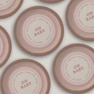 Boho Rainbow Baby Shower Earthy Blush Girl  Paper Plates