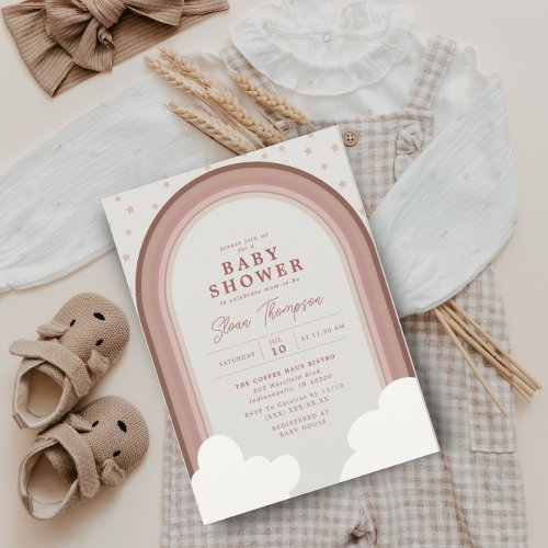 Boho Rainbow Baby Shower Earthy Girl Invitation