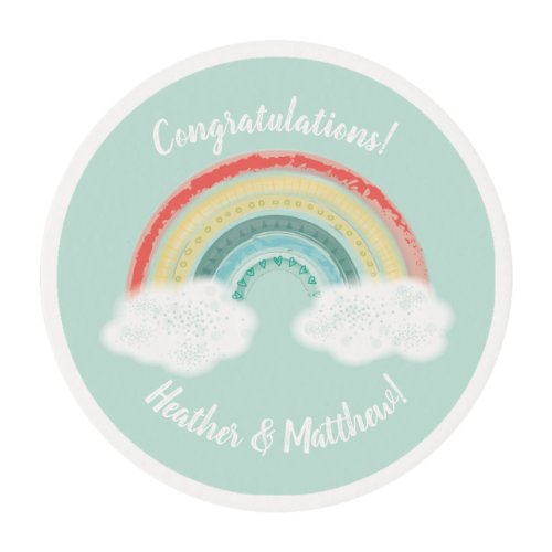 Boho Rainbow Baby Shower Edible Frosting Rounds