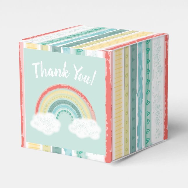 Boho Rainbow Baby Shower Favor Boxes (Front Side)