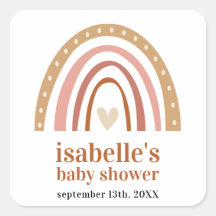 Boho Rainbow Baby Shower Favor Sticker