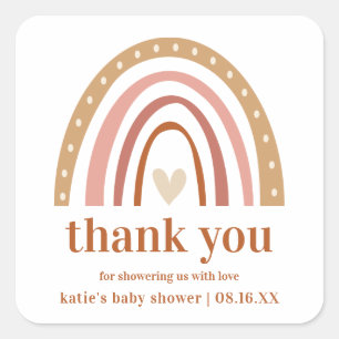 Boho Rainbow Baby Shower Favor Sticker