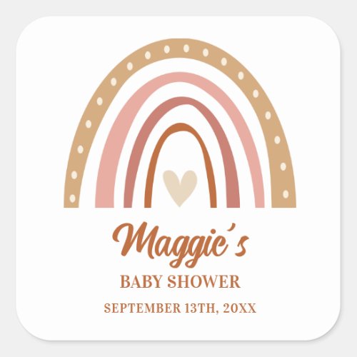 Boho Rainbow Baby Shower Favor Sticker