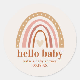 Boho Rainbow Baby Shower Favor Sticker Paper Plate