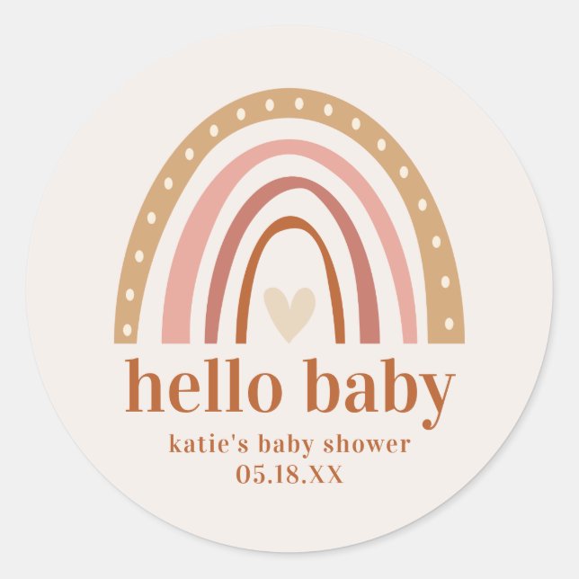 Boho Rainbow Baby Shower Favor Sticker Paper Plate (Front)