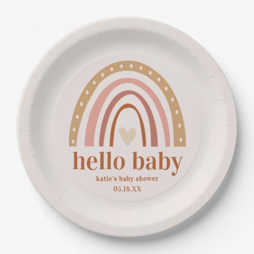 Boho Rainbow Baby Shower Favor Sticker Paper Plates