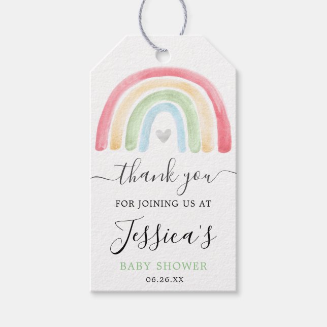 Boho Rainbow Baby Shower Favor Tag (Front)