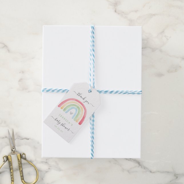 Boho Rainbow Baby Shower Favor Tag (With Twine)