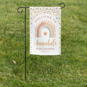 Boho Rainbow Baby Shower Garden Flag – Watercolor