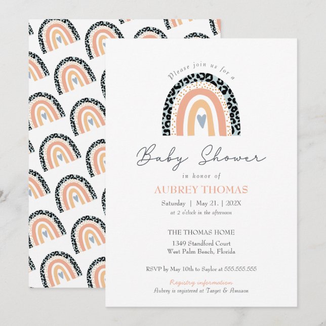 Boho Rainbow Baby Shower Gender Neutral  Invitatio Invitation (Front/Back)